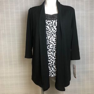 Black & White Cheetah Print Jewel Sweater Set NWT